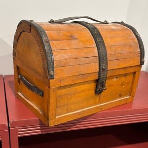 Wooden Chest with Leather & Metal Accents